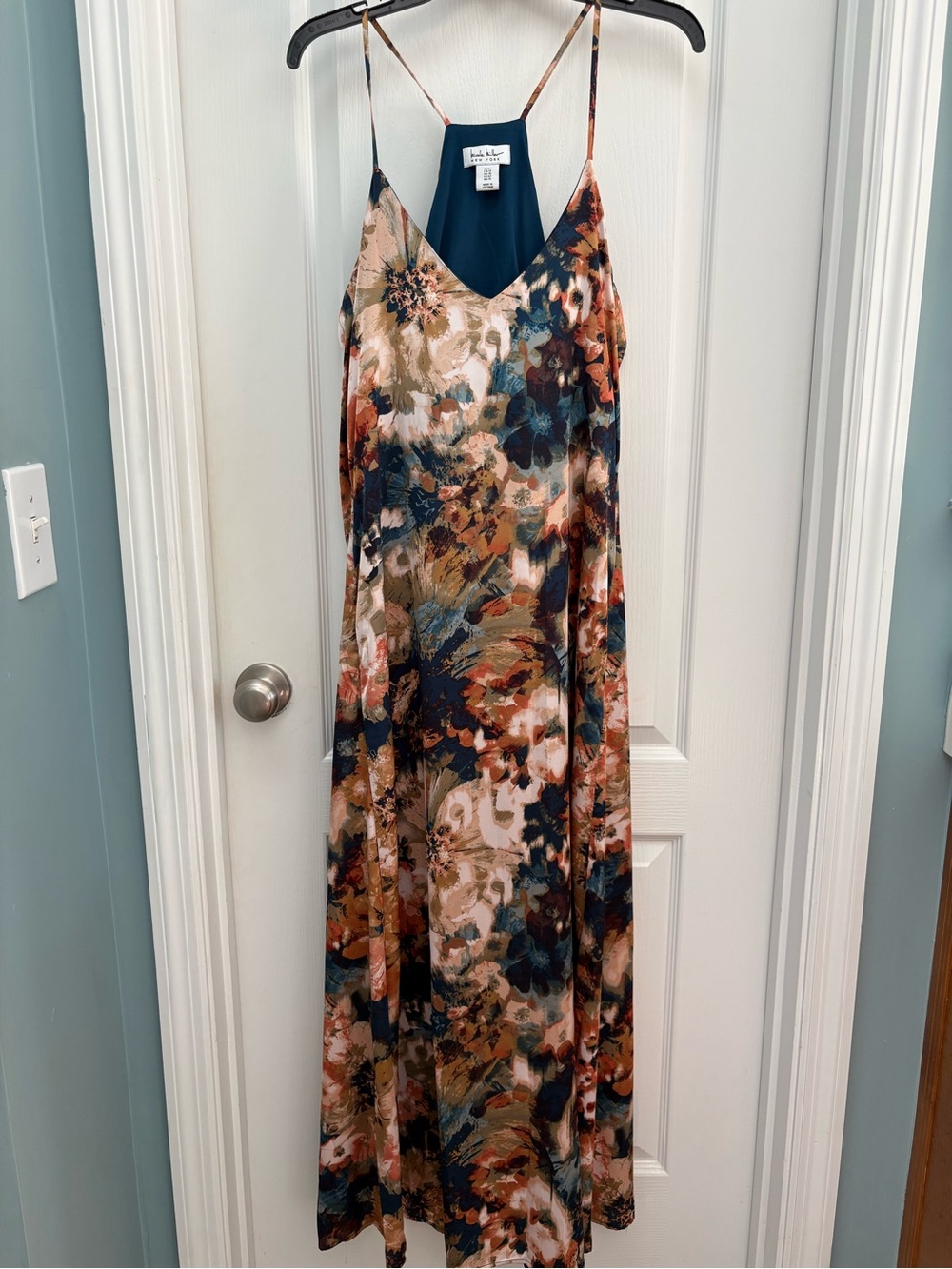 Nicole Miller Floral Slip Maxi Dress in Navy, Rust, Cream